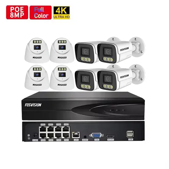 8CH 4K 8MP IP Poe Camera System with Color and Audio 