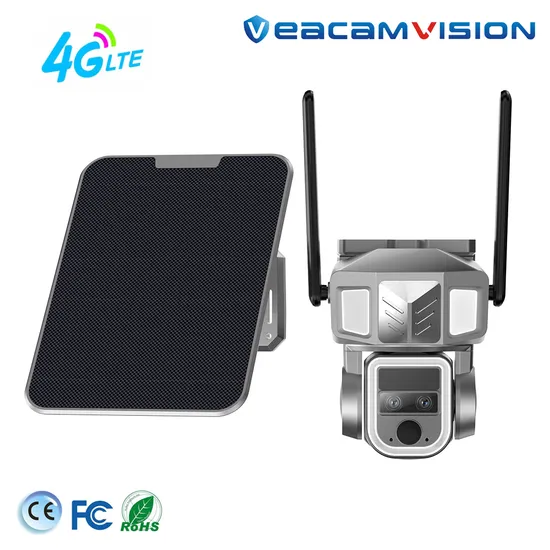 Solar Powered Siren Alarm Rechargeable 18000mAh Battery Waterproof Outdoor 4G Ai Surveillance Camera 